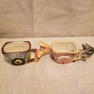 Miniature vintage Japan donkey planters
